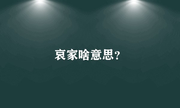 哀家啥意思？