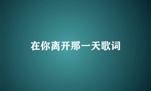 在你离开那一天歌词