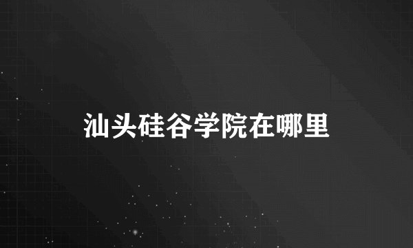 汕头硅谷学院在哪里