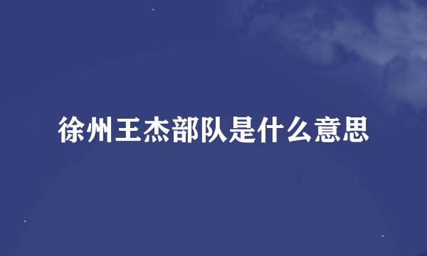 徐州王杰部队是什么意思