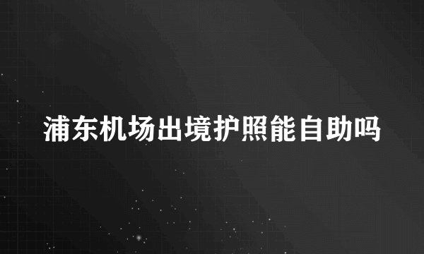 浦东机场出境护照能自助吗