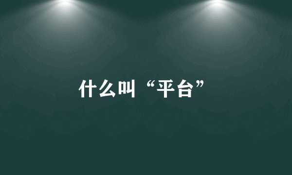 什么叫“平台”