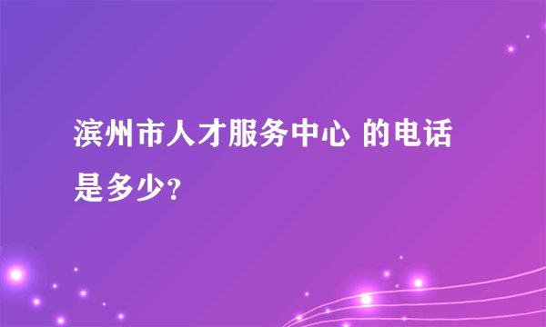 滨州市人才服务中心 的电话是多少？