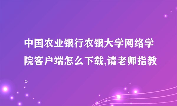中国农业银行农银大学网络学院客户端怎么下载,请老师指教。