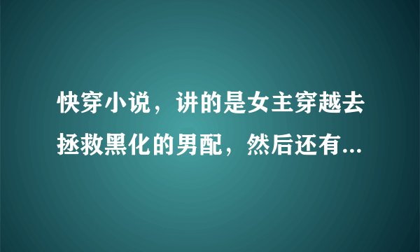 快穿小说，讲的是女主穿越去拯救黑化的男配，然后还有男主是和女主对立的一家公司，然后他们在任务中相爱