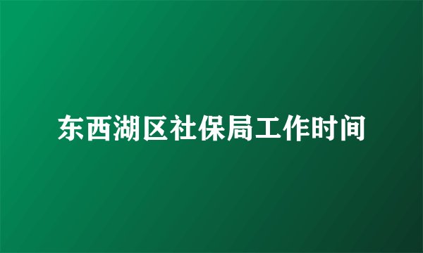 东西湖区社保局工作时间