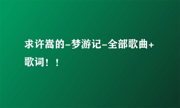 求许嵩的-梦游记-全部歌曲+歌词！！