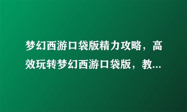 梦幻西游口袋版精力攻略，高效玩转梦幻西游口袋版，教你如何最大化利用精力！