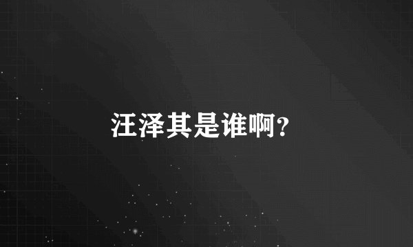 汪泽其是谁啊？