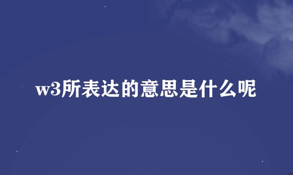 w3所表达的意思是什么呢