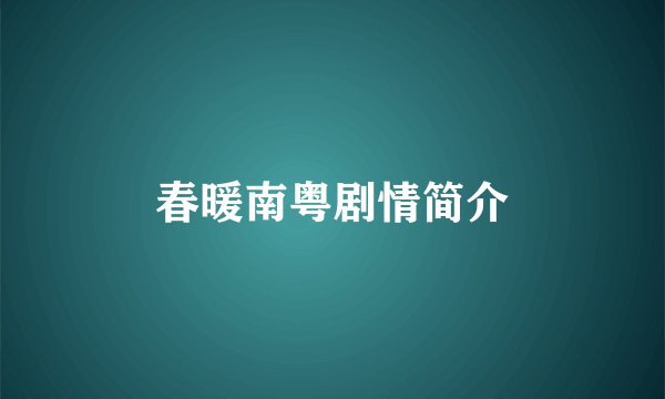 春暖南粤剧情简介