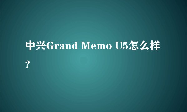 中兴Grand Memo U5怎么样?
