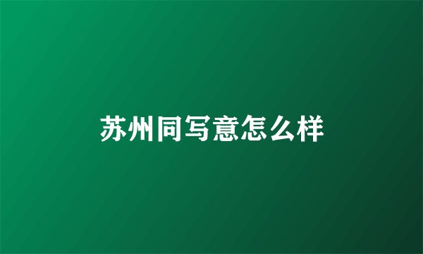 苏州同写意怎么样