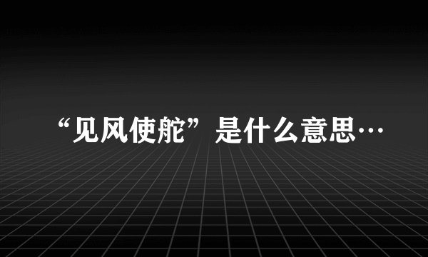 “见风使舵”是什么意思…