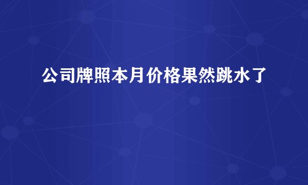 公司牌照本月价格果然跳水了