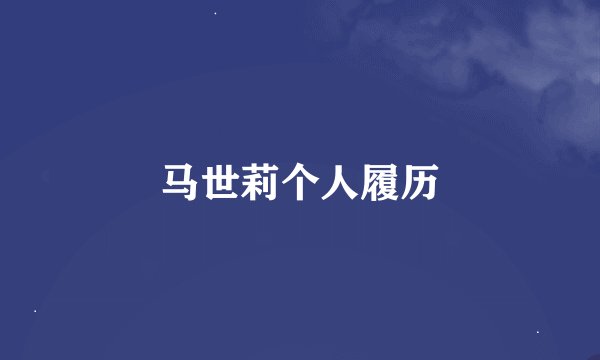 马世莉个人履历
