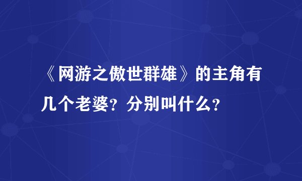《网游之傲世群雄》的主角有几个老婆？分别叫什么？