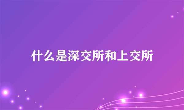 什么是深交所和上交所