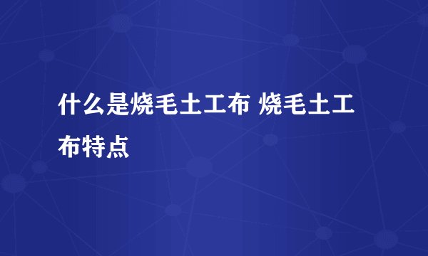 什么是烧毛土工布 烧毛土工布特点