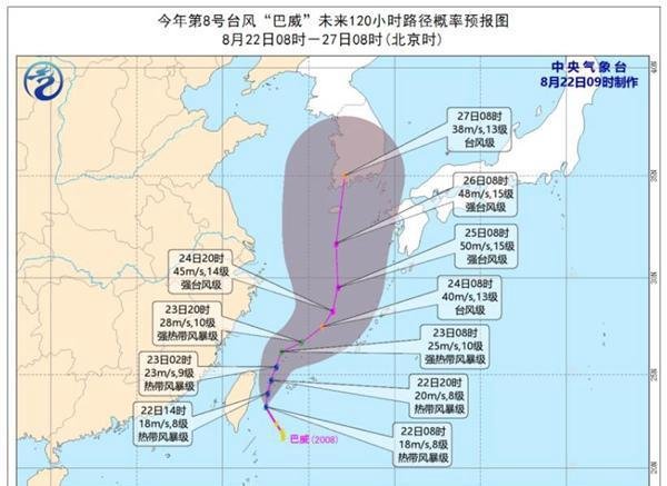 今年第8号台风“巴威”强度继续增强 强度可达超强台风级