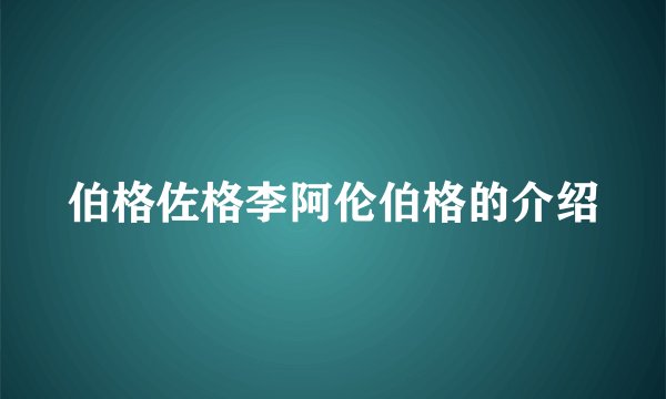 伯格佐格李阿伦伯格的介绍