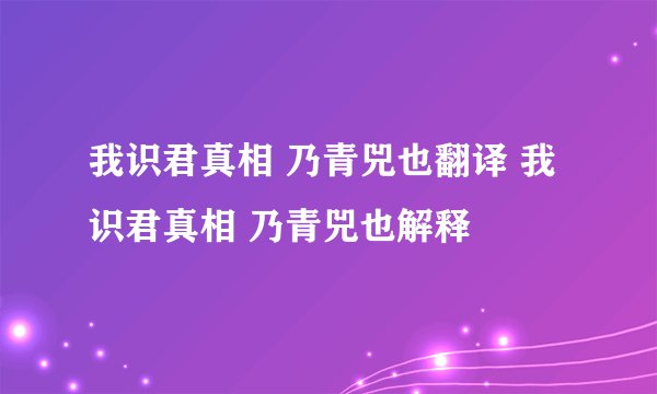 我识君真相 乃青兕也翻译 我识君真相 乃青兕也解释