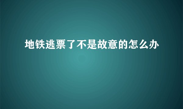 地铁逃票了不是故意的怎么办