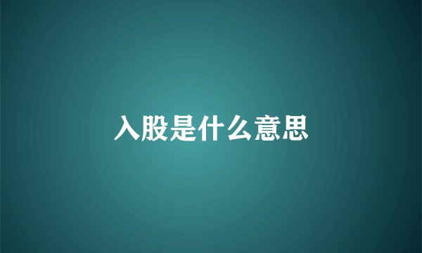 入股是什么意思