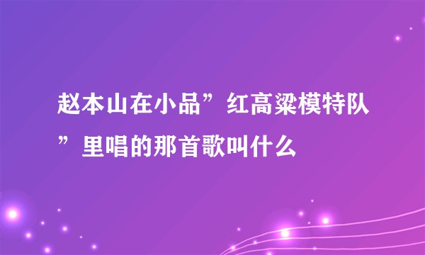 赵本山在小品”红高粱模特队”里唱的那首歌叫什么