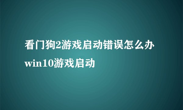 看门狗2游戏启动错误怎么办 win10游戏启动