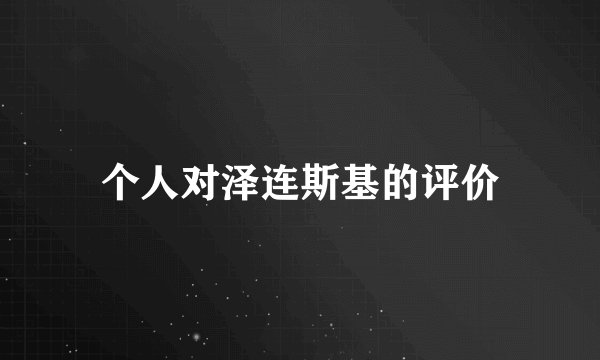 个人对泽连斯基的评价
