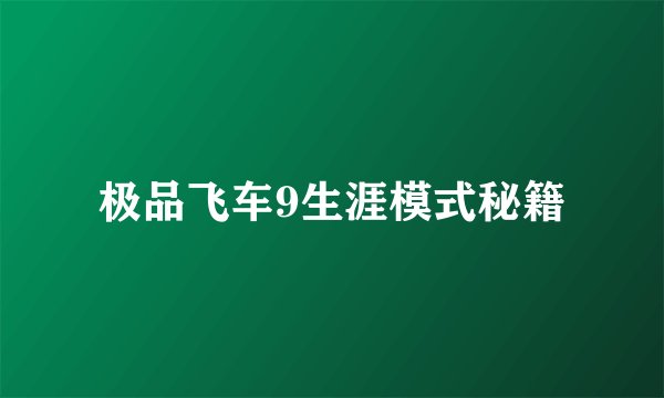 极品飞车9生涯模式秘籍