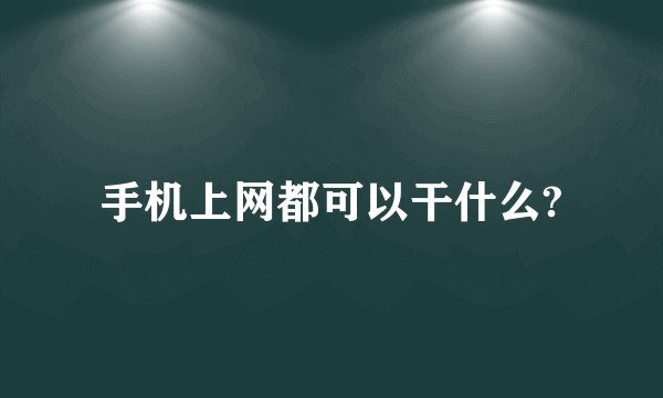 手机上网都可以干什么?