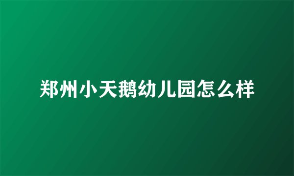郑州小天鹅幼儿园怎么样
