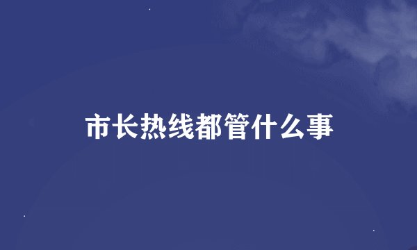市长热线都管什么事