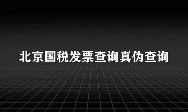 北京国税发票查询真伪查询