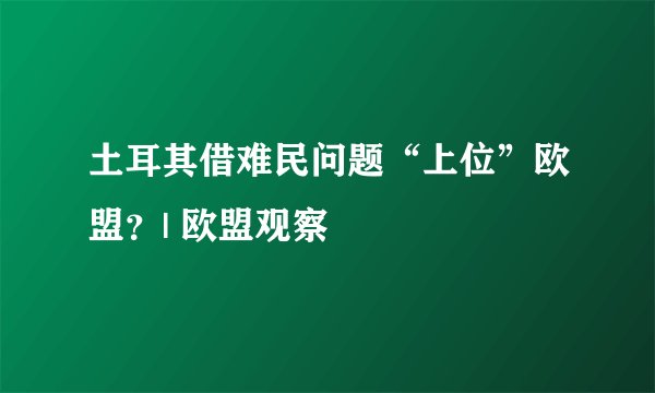 土耳其借难民问题“上位”欧盟？| 欧盟观察
