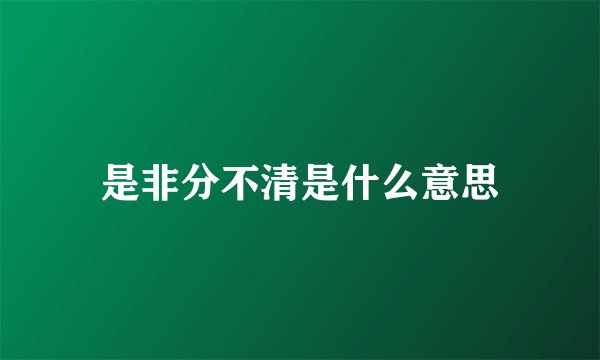 是非分不清是什么意思
