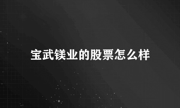 宝武镁业的股票怎么样