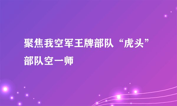 聚焦我空军王牌部队“虎头”部队空一师