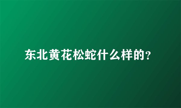 东北黄花松蛇什么样的？