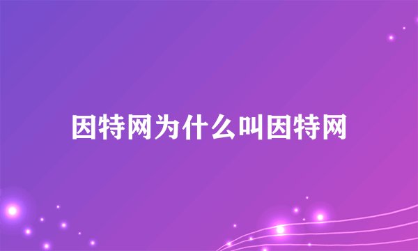 因特网为什么叫因特网