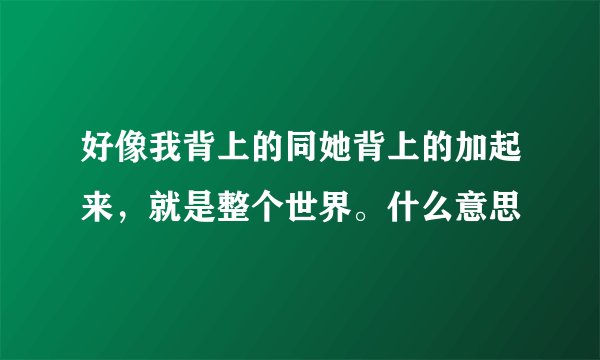 好像我背上的同她背上的加起来，就是整个世界。什么意思