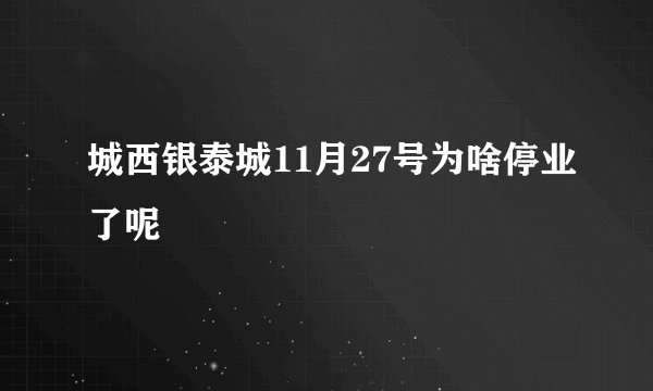 城西银泰城11月27号为啥停业了呢