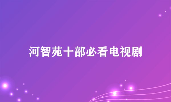 河智苑十部必看电视剧