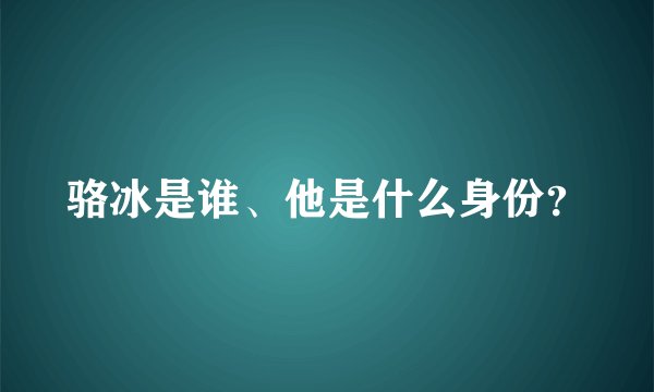 骆冰是谁、他是什么身份？