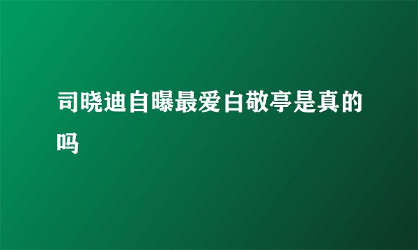 司晓迪自曝最爱白敬亭是真的吗