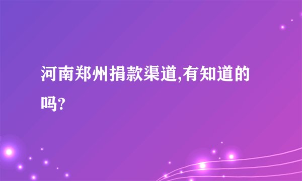 河南郑州捐款渠道,有知道的吗?