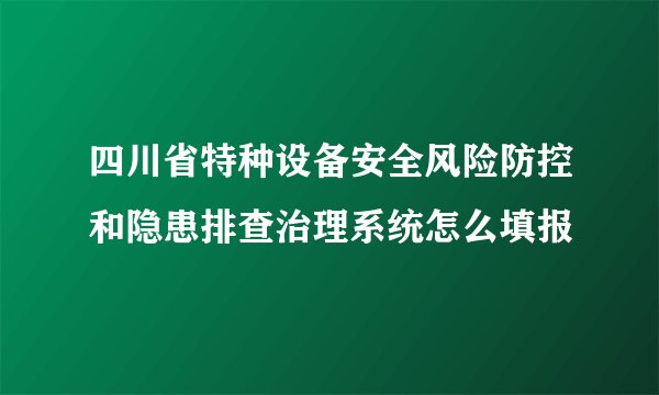 四川省特种设备安全风险防控和隐患排查治理系统怎么填报