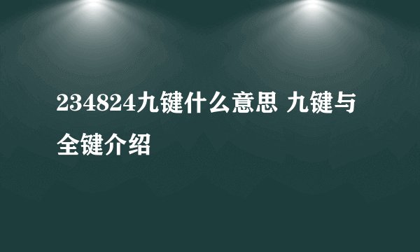 234824九键什么意思 九键与全键介绍